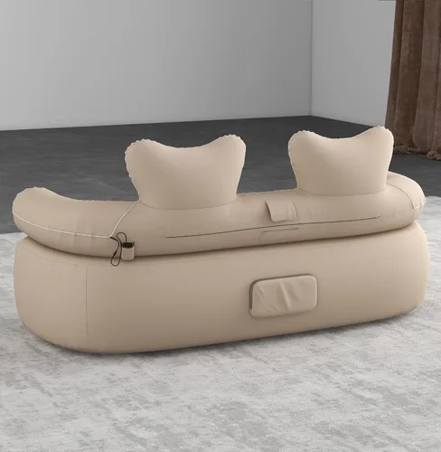 Vista 4 de Sofá inflable plegable, silla de camping para adultos, impermeable, soporte para sofá de aire al aire libre, 660 libras, para camping, viajes, bomba