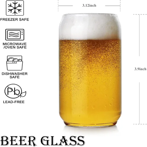 Vista 8 de BaveL Vasos de cerveza grandes, juego de 4 vasos de cerveza con forma de lata de 20 onzas, vasos de cerveza de forma elegante son el regalo ideal