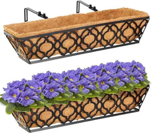 Vista 10 de HFHOME Maceta de 24 pulgadas para ventana, incluye forro de coco, caja de ventana de 24 pulgadas de diámetro con forros de fibra de coco, cesta