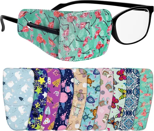 Vista 8 de Sosation 10 parches oculares para adultos ojo derecho izquierdo, parche ocular para gafas, estilos mixtos