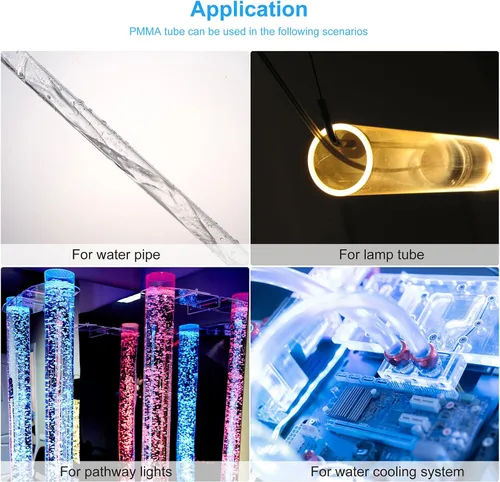 Vista 6 de MECCANIXITY Tubo de plástico rígido redondo transparente de acrílico 2 mm ID 4 mm OD 305 mm (12 ") para lámparas y linternas, sistema