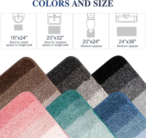 Vista 8 de Walensee - Tapete de baño antideslizante, absorbe el agua, de microfibra suave, peluda, lavable a máquina, para regadera, 20 x 32 pulgadas, marrón