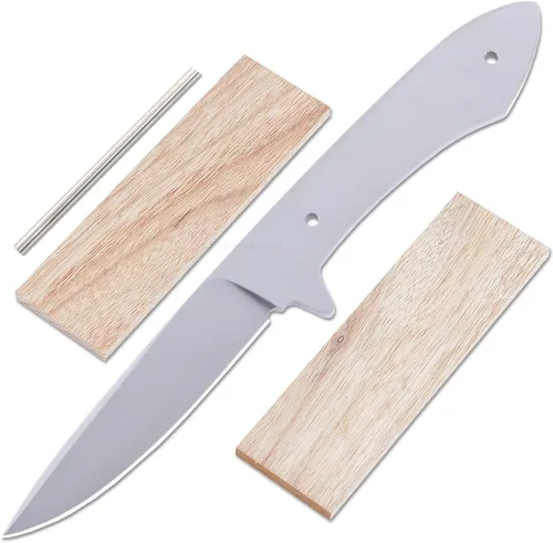 Vista 7 de EZSMITH Kit de fabricación de cuchillos - Lil Sendero - Hoja fija de la serie Master DIY - (hoja en blanco y pinstock con balanzas de mango Bubinga)