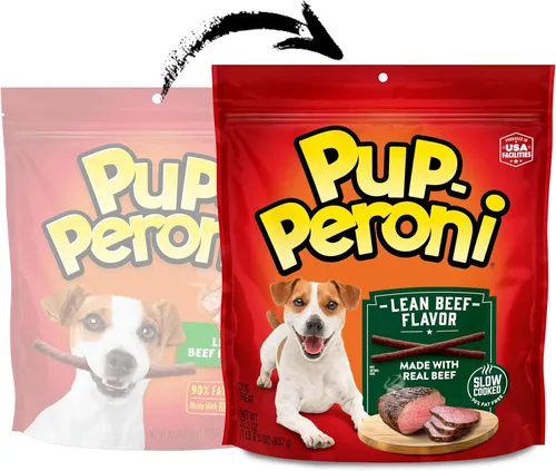 Vista 3 de Pup-Peroni Golosinas para perros, sabor a carne magra, 22.5 onzas, hechas con carne de res real, 90% libre de grasa