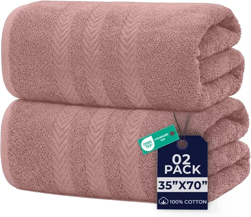 Vista 75 de DAN RIVER Paquete de 2 sábanas de baño de lujo 35x70, 600 GSM, toallas de 100% algodón hilado en anillo suaves y de secado rápido, ideales para Beige