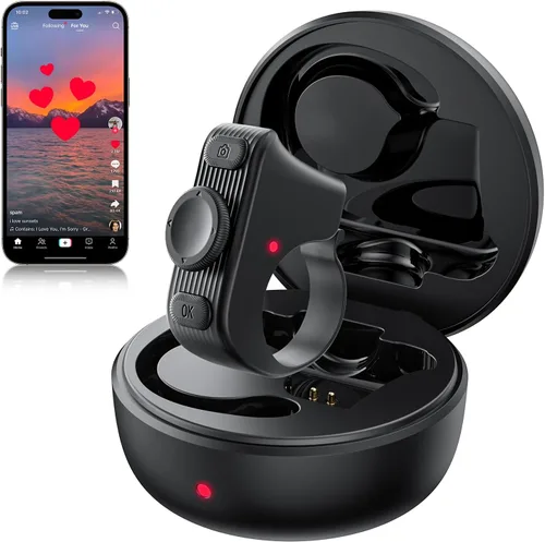 MILOUZ Anillo de desplazamiento remoto para Tiktok, girador de páginas para aplicación Kindle, control remoto de obturador de cámara Bluetooth para