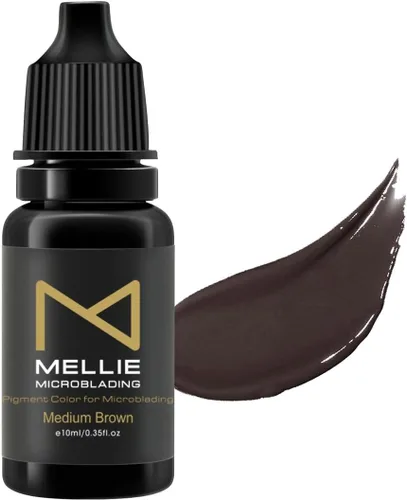 Vista 9 de Mellie Microblading Pigmento – 0.3 fl oz/0.35 onzas líquidas Grado médico Sin mezcla Larga duración para profesionales suministros de Marrón