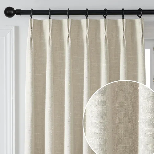 Vista 10 de Cortinas Grises de 84 Pulgadas de Largo con Textura de Lino Transparente con Forro para Sala de Estar, Pliegues Pellizco Pestaña Trasera Cortinas