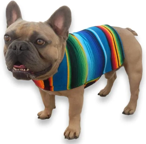 Vista 15 de Poncho de perro hecho a mano de Authentic Mexican Blanket; ropa para perros, suéter, abrigo, XXS