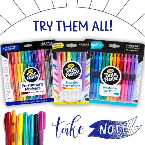 Vista 8 de Crayola Take Note - Marcadores borrables, suministros escolares geniales, marcadores de punta de cincel, 6 unidades, paquete de 2