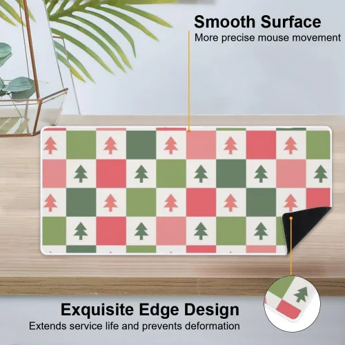 Vista 4 de Cute Christmas Checkerboard Mouse Pad Large Gaming Keyboard with Non-Slip Rubber Base Smooth Face Mouse Pad for Gaming Large Desk Mat Men Room