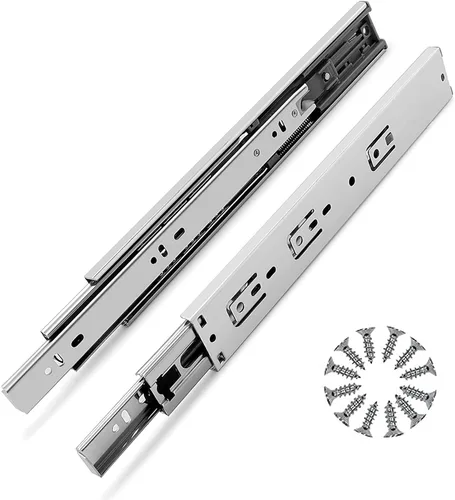 Vista 16 de Gobrico Hardware 14-pulgadas 24,9 kg de capacidad Hidráulico de cierre suave automontable Guías de cajones de extensión completa con rodamiento