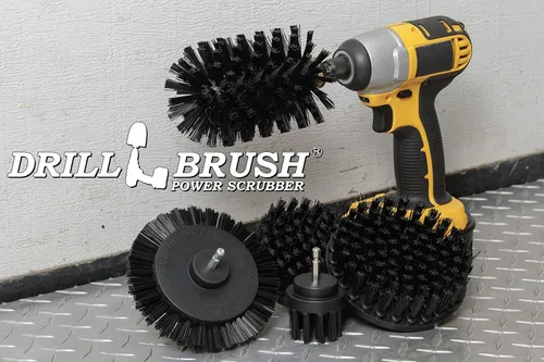 Vista 7 de Useful Products - Juego de 5 cepillos de limpieza ultra rígidos Black Drillbrush - Kit de accesorios de cepillo de parrilla no metálico para taladro