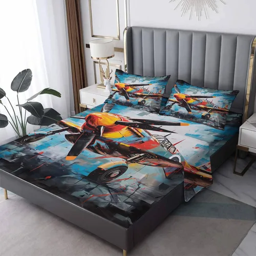 Vista 11 de Sábanas abstractas tamaño individual – Sábanas de cama geométricas modernas, microfibra suave y bolsillo profundo, sábanas y fundas de almohada