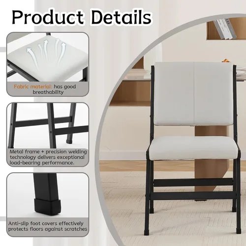 Vista 6 de Juego de Sillas de Comedor Modernas, Sillas Ergonómicas de Tela Transpirable y Marco de Metal con Asiento Suave Acolchado y Robusto, para Cocina