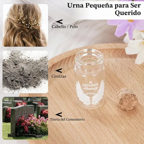 Vista 8 de SOITIS Urnas pequeñas para cenizas humanas, recuerdo de acero inoxidable, mini urnas para cenizas humanas, caja de madera para compartir cenizas