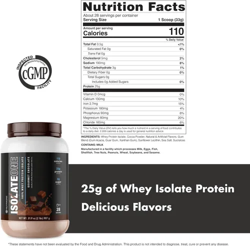 Vista 5 de NutraOne Proteína aislada de suero en polvo IsolateOne - Polvo aislado de suero 100% puro (chocolate Gourmet, 2 libras)