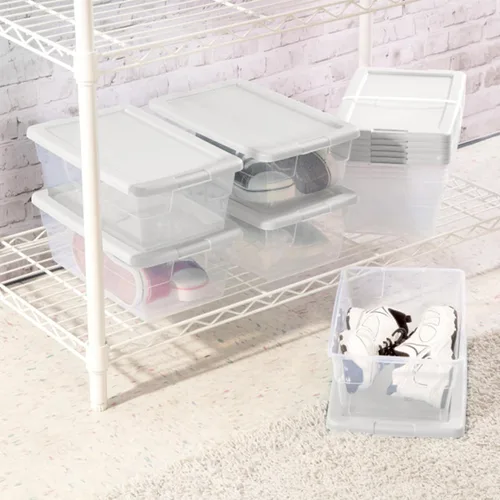 Vista 9 de Sterilite Paquete de 36 cajas de almacenamiento de 6 cuartos de galón, contenedores apilables de plástico transparente con tapas a presión