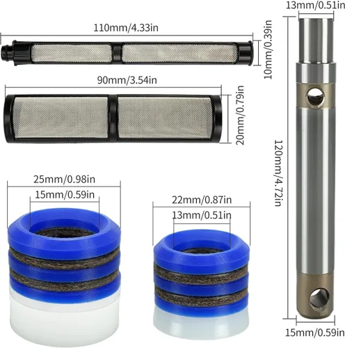 Vista 2 de Airless Pump Repair Kit Replacement Parts with Spray Filters and Piston Rod for Airless Paint Sprayers 390 395 490 495 595