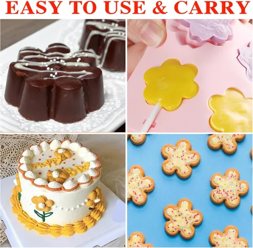 Vista 6 de Moldes de silicona para paletas de 12 eslabones, moldes grandes de 8 capacidades, moldes redondos de chocolate duro con 20 palitos de ventosa