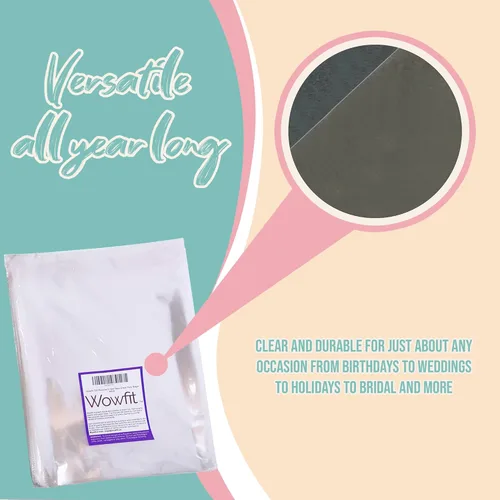 Vista 3 de Wowfit Bolsas de celofán, 10 unidades de 9x20 pulgadas Bolsas de celofán transparentes perfectas para regalos, presentes, botellas de vino