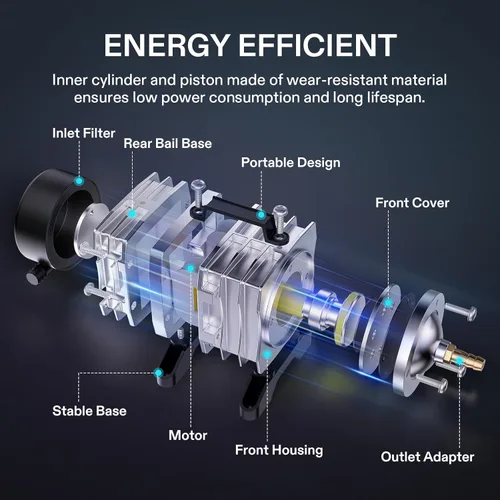 Vista 6 de VIVOSUN Bomba de aire comercial 317GPH 15W 6 salidas 20 L/Min para acuario y sistemas hidropónicos