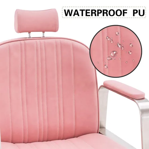 Vista 4 de BarberPub Silla de salón para estilista, silla de peluquería hidráulica multiusos, equipo de spa de belleza 8548 (rosa)