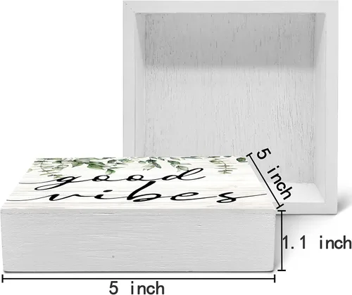 Penzedu Retro Wood Box Sign - Don't Wish For It Work For It - Wood Box Plaque Sign For Home Decor, Farmhouse Home Table Decor With Sign 5" X 5"