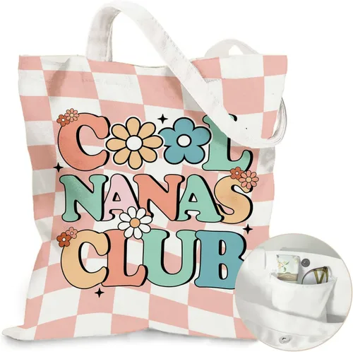 Vista 10 de Bolsa de lona estética para mujer, con cierre magnético a presión y bolsillo interior con cremallera, bolsa reutilizable