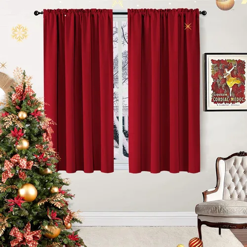 Vista 24 de CUCRAF - Juego de 2 paneles de cortinas opacas de 54 pulgadas, cortina con bolsillo para varilla y pestaña trasera, cortinas oscuras con aislamiento