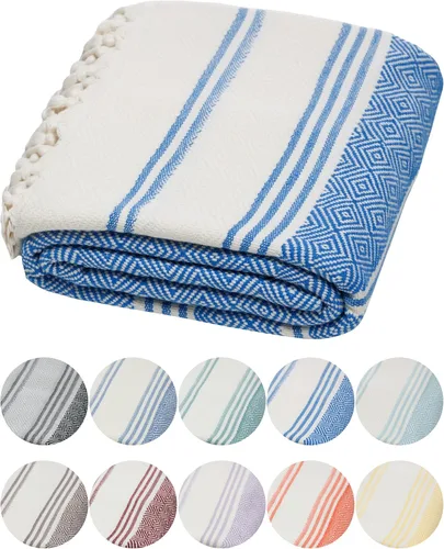 Vista 21 de DEMMEX Organic Diamond - Toalla turca de baño y playa 100% algodón turco certificado Oeko-TEX, ultra suave, de secado rápido, ligera, toalla