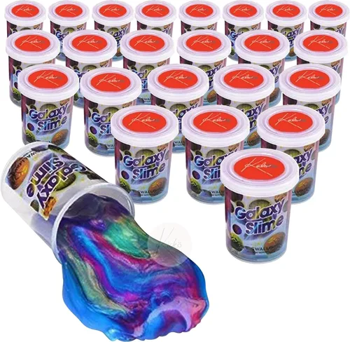 Kicko Juego de Slime de Unicornio Marmoleado - Paquete de 24 Slimes Coloridos de Galaxia para Niños - Lodo Suave y Pegajoso para Juego Sensorial y