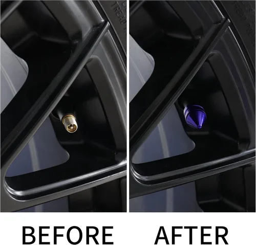 Vista 3 de SINGARO Tapones para válvulas de neumáticos de automóvil, 4 piezas de accesorios universales de aleación de aluminio, cubiertas de neumáticos