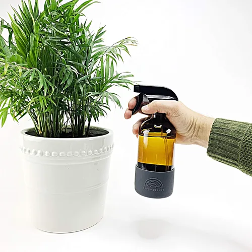 Vista 3 de SAVVY PLANET Botellas vacías de vidrio ámbar con protección de funda de silicona, recipientes recargables de 16 onzas para productos de limpieza