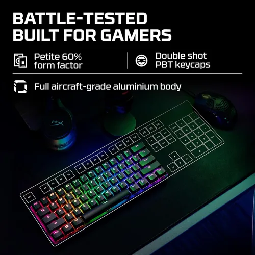 Vista 5 de HyperX Alloy Origins 60 - Teclado mecánico para juegos, factor de forma ultra compacto del 60 %, teclas PBT de doble disparo, retroiluminación LED