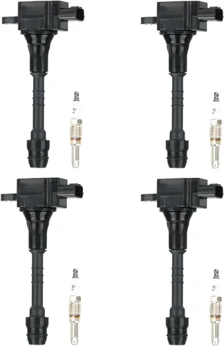 Paquete de bobinas de encendido + bujías de iridio para Nissan Sentra 2002 2003 2004 2005 2006 1.8L, 5C1394 50078 C1397 E1048 E381 52-1745 UF-351