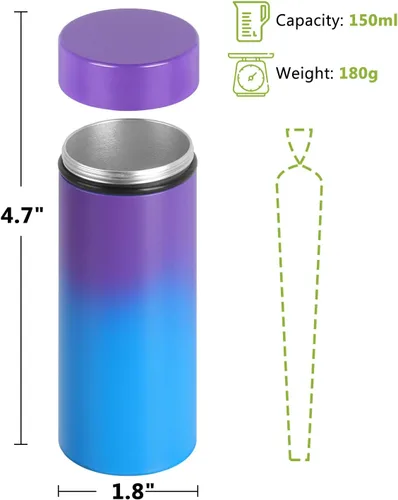 Vista 2 de OZCHIN Tarro de almacenamiento de aluminio, portátil, hermético, a prueba de olores, contenedor multiusos para especias, café y tés, 6.6 fl oz