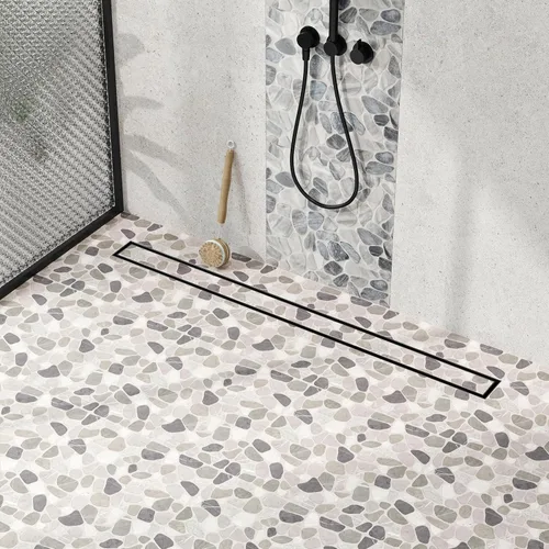 Vista 13 de Neodrain Drenaje de ducha lineal de 18 pulgadas con rejilla de inserción de azulejos, desagüe de suelo de ducha rectangular de acero inoxidable