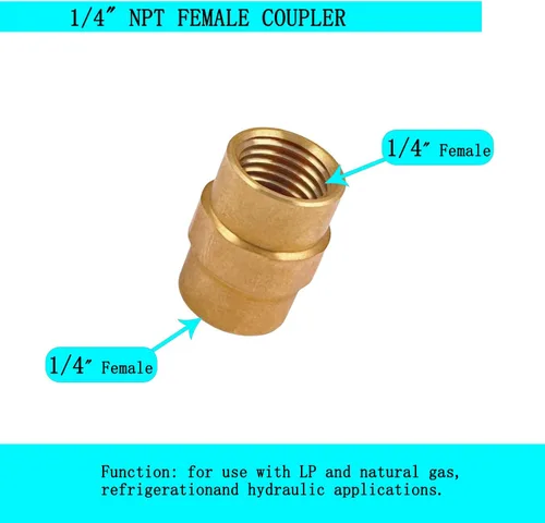 Vista 4 de QCC1 Kit de adaptador de manguera de montaje de gas propano de tuerca, rosca macho de 1/4 pulgadas, acoplador hembra Npt de 1/4 pulgadas x 1/4