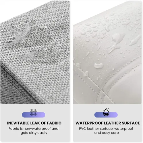 Vista 6 de COSYLAND Otomana de almacenamiento de 17 x 13 x 13 pulgadas, otomana rectangular de piel, reposapiés, taburete plegable para habitación, dormitorio