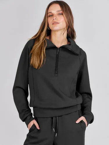 Vista 8 de ANRABESS Conjunto deportivo de 2 piezas para mujer, para otoño, de gran tamaño, con media cremallera, sudadera de pierna ancha, conjunto de ropa