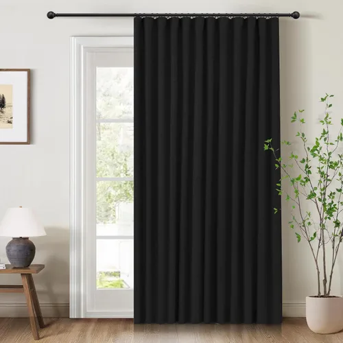Vista 13 de INOVADAY Cortinas 100% opacas para dormitorio, cortinas opacas de 84 pulgadas de largo, cortinas opacas de lino con anillos de clip, aislamiento