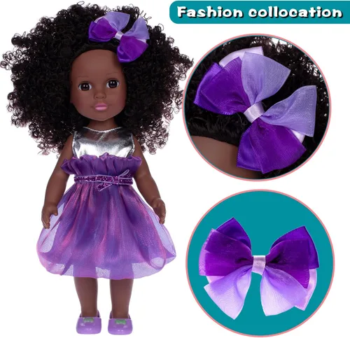Vista 6 de ebuddy Muñecas y accesorios de 14.5 pulgadas muñeca bebé africana Reborn Baby Doll 14.5 pulgadas negro Baby Dolls Set