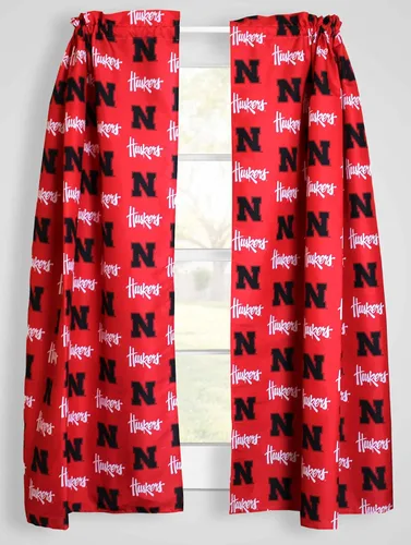 Vista 5 de College Covers Everything Comfy Nebraska Cornhuskers Curtain Panel Set, 2 Panels, 2 Matching Tie Backs, 42 inches Wide by 63 inches Long