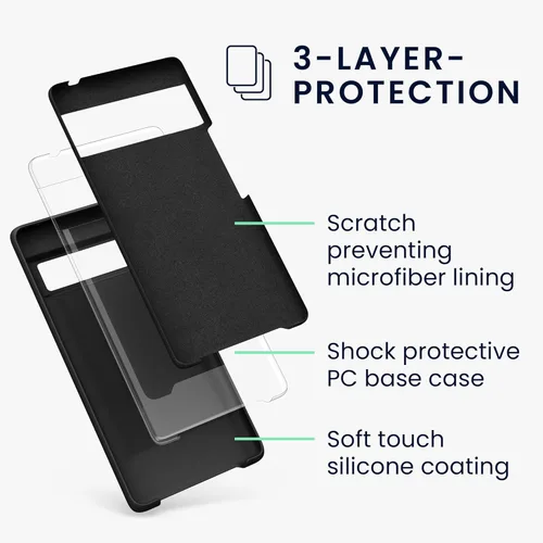 Vista 511 de kwmobile Funda Compatible con Google Pixel 6 Pro - Funda de teléfono de silicona TPU con acabado suave - Azul Arrecife