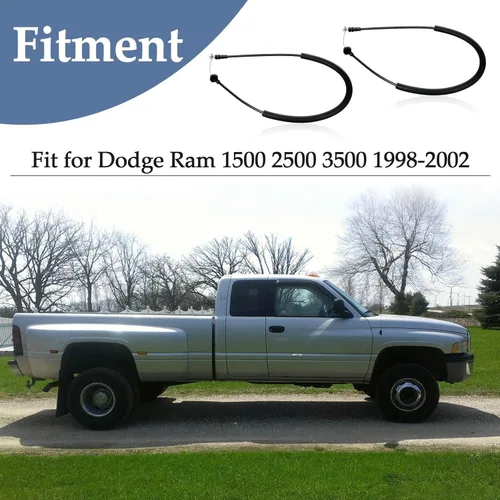 Vista 4 de 2 cables de pestillo de puerta trasera izquierda y derecha compatibles con Dodge Ram 1500 2500 3500 1998 1999 2000 2001 2002 Reemplazo # 55275106