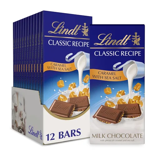 Vista 9 de Lindt CLASSIC RECIPE - Barra de caramelo de chocolate blanco con galletas y crema, caramelo de chocolate blanco con piezas de galletas de chocolate