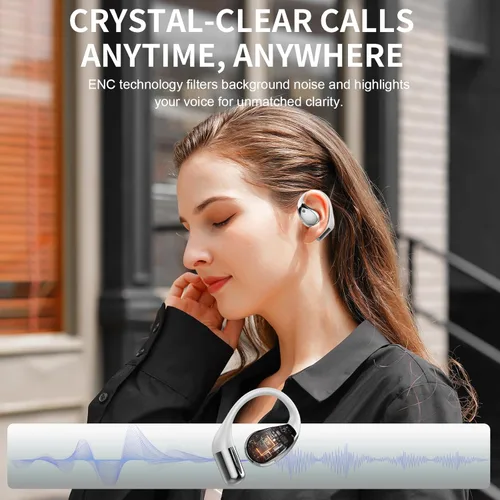 Vista 3 de Auriculares inalámbricos blancos con sonido HiFi, micrófono ENC, control táctil, IPX7 impermeable