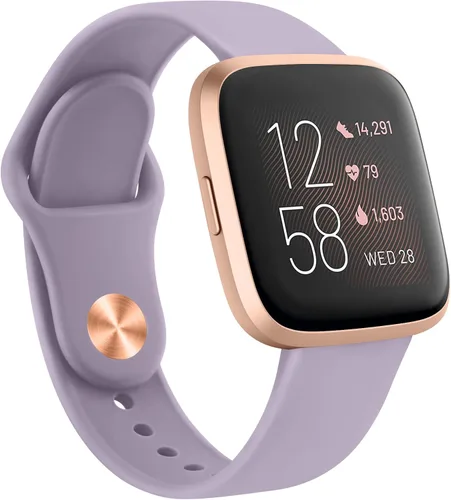 Vista 8 de AK Bandas de silicona compatibles con Fitbit Versa 2, correas clásicas suaves de repuesto para mujeres y hombres (azul gris)