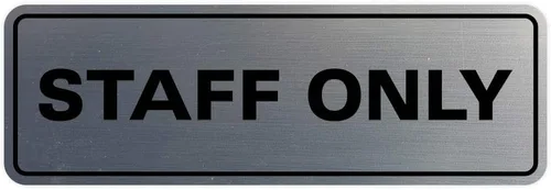 All Quality Letrero estándar para pared o puerta | Fácil instalación | Señales de trabajo de oficina | Seguridad mejorada – Plata – Pequeño (1